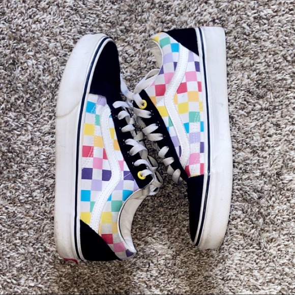 vans shoes rainbow checkered